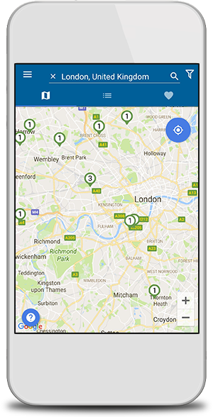 Screenshot of charger map on phone
